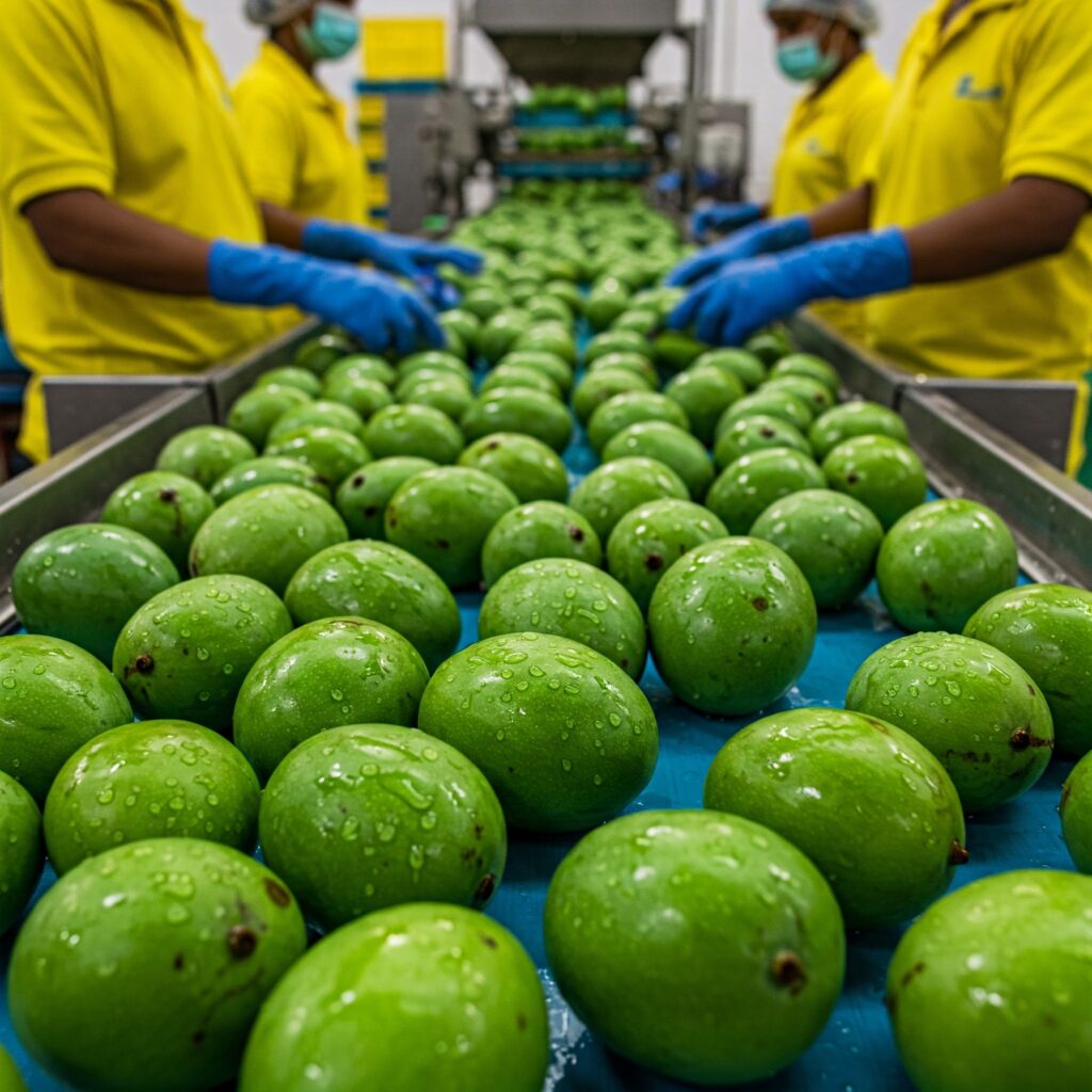 Kesar Mango Cleaning Process for Export